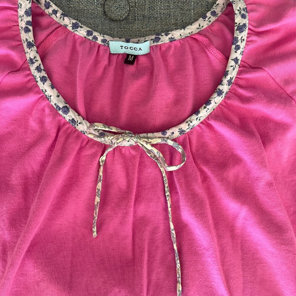 Vintage Tocca Pink Applique Scoop Neck 100% Cotton T-shirt Women's Medium - Picture 7 of 8
